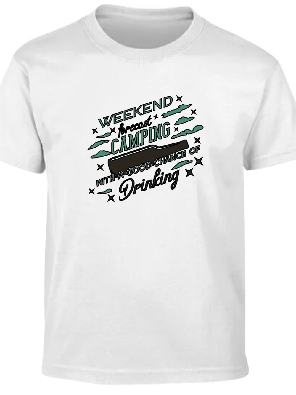 Weekend Camping Drinking Graphic Tee - White
